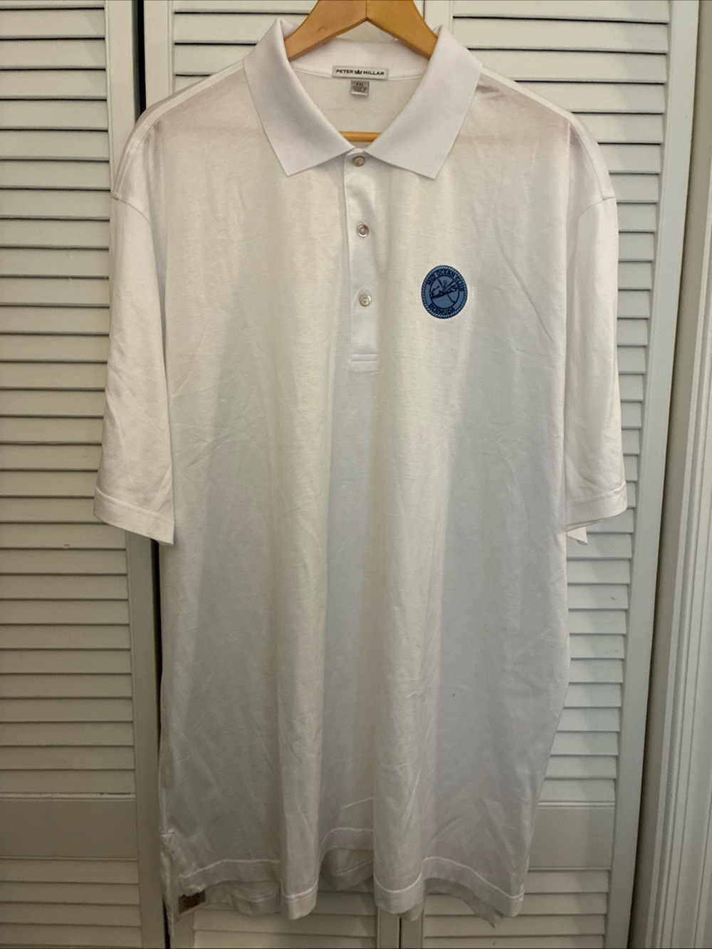Peter Millar White Polo with Blue Embroidered Crest Mid Ocean Club Bermuda XXL